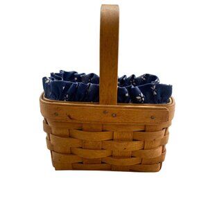 Longaberger 1995 Horizon Of Hope Handwoven Basket With Handle & Blue Floral Line